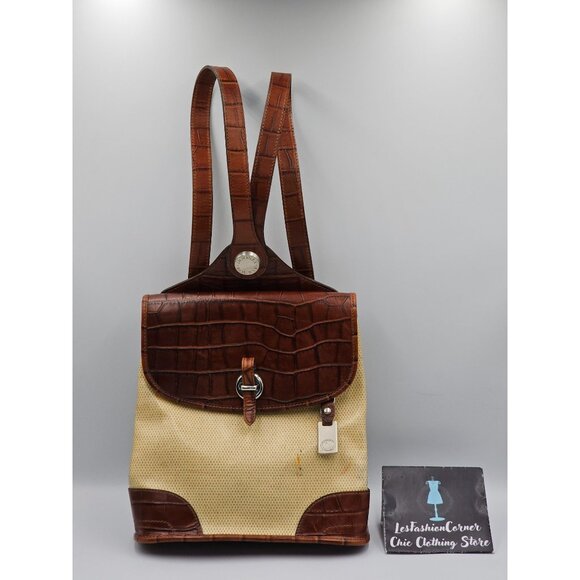 Vintage Dooney & Bourke Women's Brown Croc Embossed Leather Backpack Sz M 2560 - Picture 5 of 16